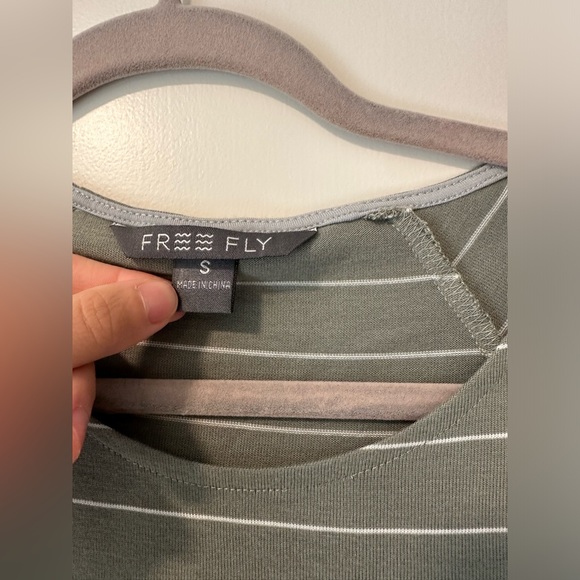 Free Fly Apparel Bamboo Dockside Dress in Sagebrush/White Stripe, size Small - Picture 4 of 8